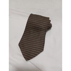 Perry Ellis Portfolio Tie 100% Silk Black And Gold 4" Made In USA